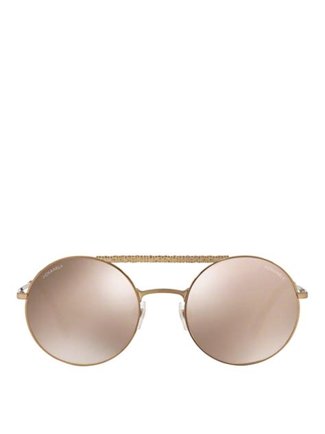 chanel round sunglasses ch4232 gold|CHANEL.